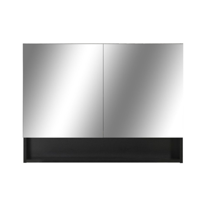 Armoire à miroir de salle de bain LED Noir 80x15x60 cm MDF