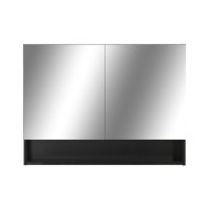 Armoire à miroir de salle de bain LED Noir 80x15x60 cm MDF
