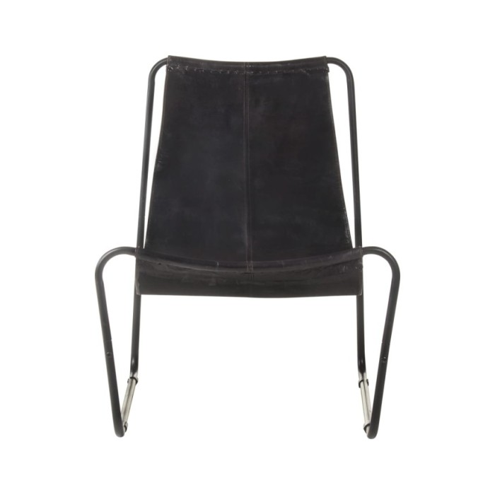Chaise de relaxation Noir Cuir véritable
