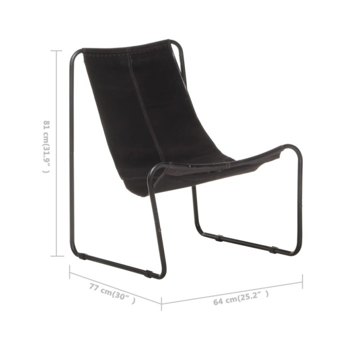 Chaise de relaxation Noir Cuir véritable