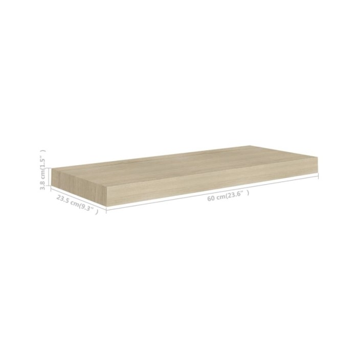 Étagères murales flottantes 2 pcs Chêne 60x23,5x3,8 cm MDF