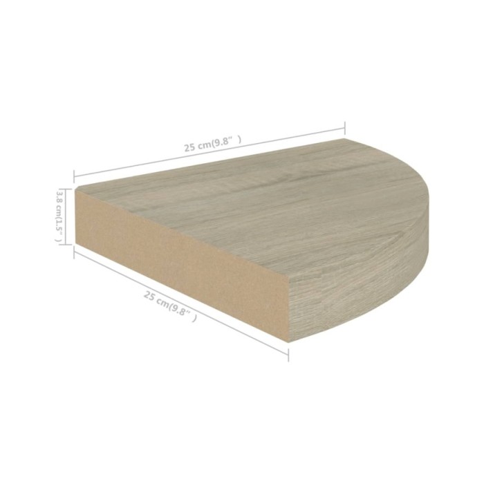 Étagères d'angle flottantes 2 pcs Chêne 25x25x3,8 cm MDF
