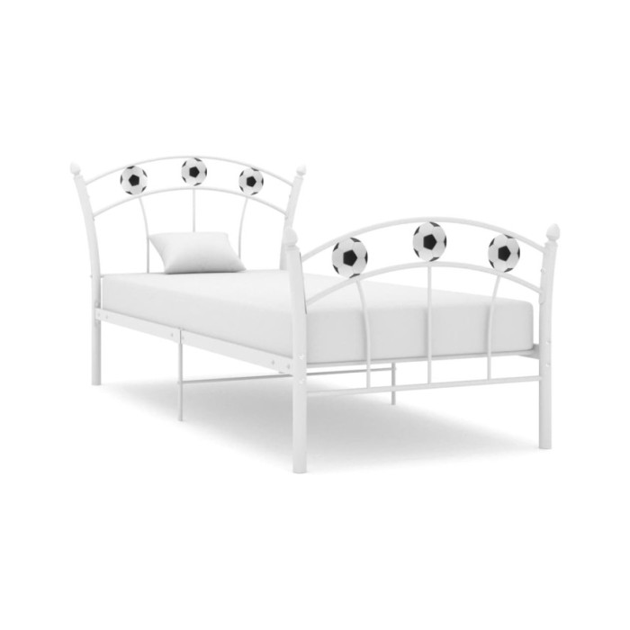Cadre de lit avec design de football Blanc Métal 90x200 cm