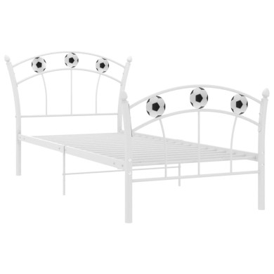 Cadre de lit avec design de football Blanc Métal 90x200 cm
