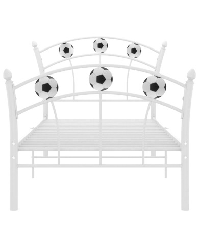 Cadre de lit avec design de football Blanc Métal 90x200 cm
