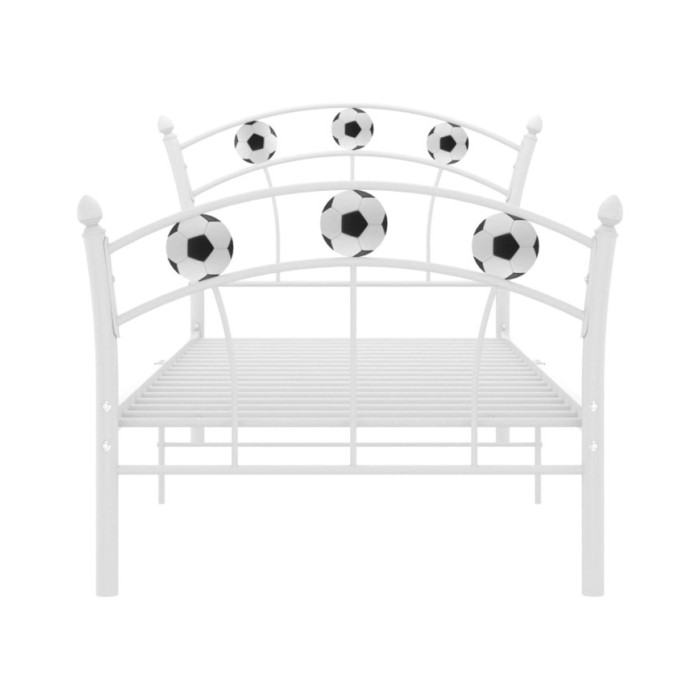 Cadre de lit avec design de football Blanc Métal 90x200 cm
