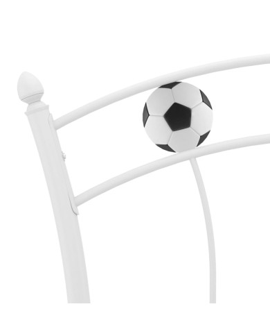 Cadre de lit avec design de football Blanc Métal 90x200 cm