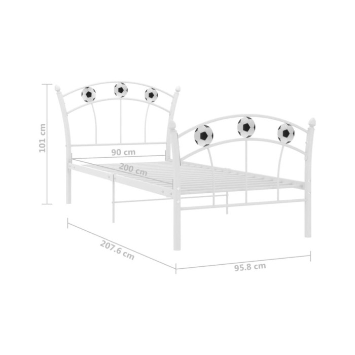 Cadre de lit avec design de football Blanc Métal 90x200 cm