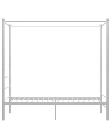 Cadre de lit à baldaquin Blanc Métal 100x200 cm