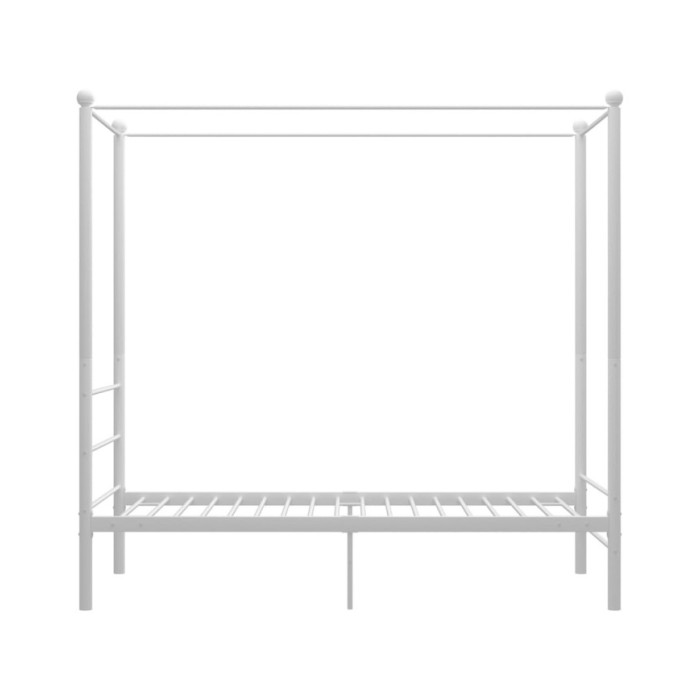 Cadre de lit à baldaquin Blanc Métal 100x200 cm