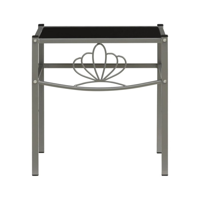 Table de chevet Gris et noir 42,5x33x44,5 cm Métal et verre