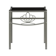 Table de chevet Gris et noir 42,5x33x44,5 cm Métal et verre