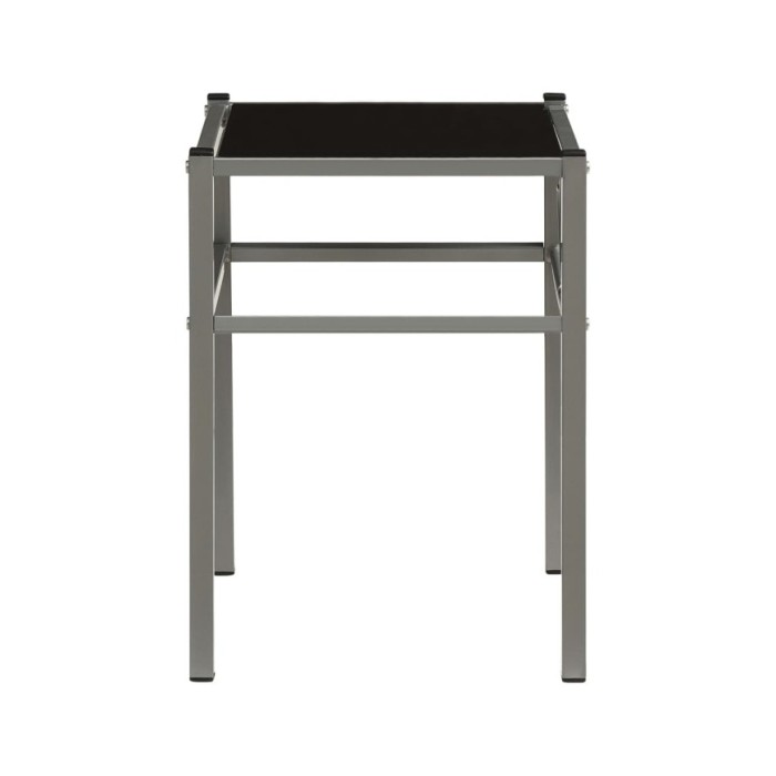Table de chevet Gris et noir 42,5x33x44,5 cm Métal et verre