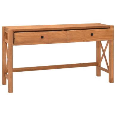 Bureau avec 2 tiroirs 140x40x75 cm Bois de teck recyclé