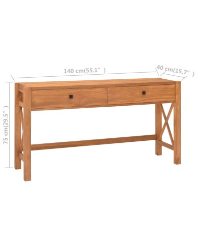 Bureau avec 2 tiroirs 140x40x75 cm Bois de teck recyclé