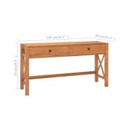 Bureau avec 2 tiroirs 140x40x75 cm Bois de teck recyclé