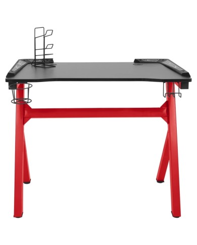 Bureau de jeu à LED en forme de Y Noir et rouge 110x60x75 cm