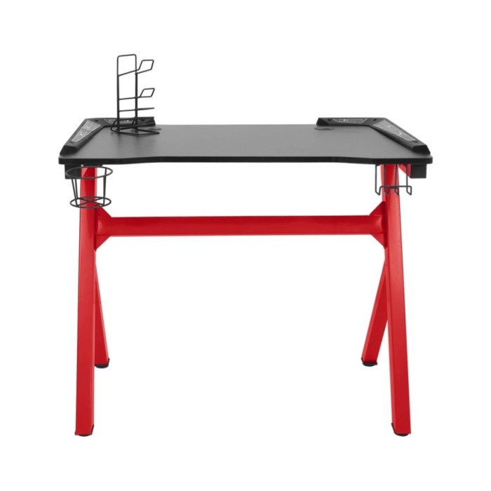 Bureau de jeu à LED en forme de Y Noir et rouge 110x60x75 cm