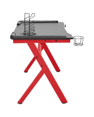 Bureau de jeu à LED en forme de Y Noir et rouge 110x60x75 cm