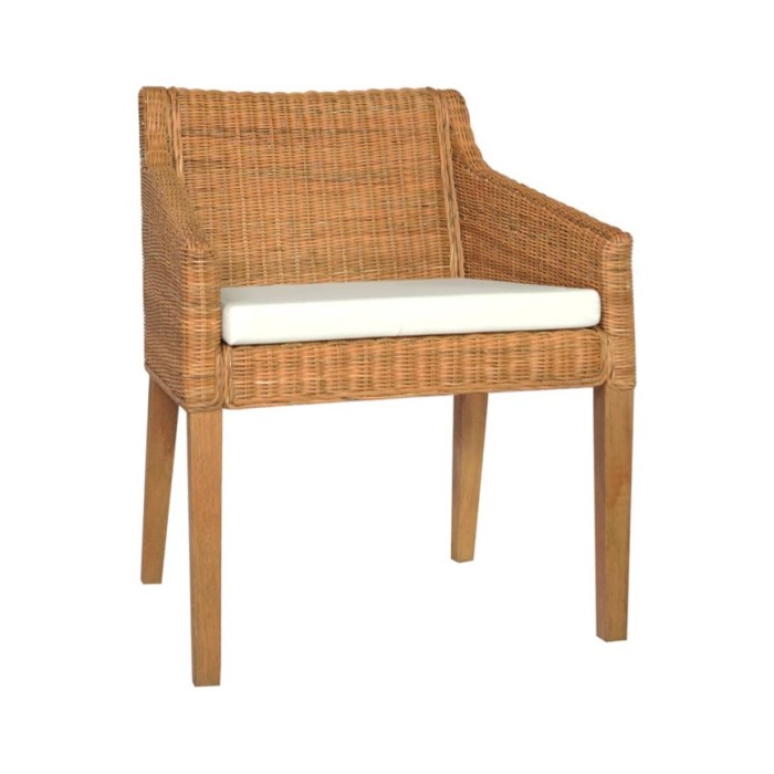 Chaises à dîner avec coussins 2 pcs Marron Clair Rotin naturel