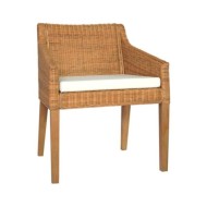 Chaises à dîner avec coussins 2 pcs Marron Clair Rotin naturel