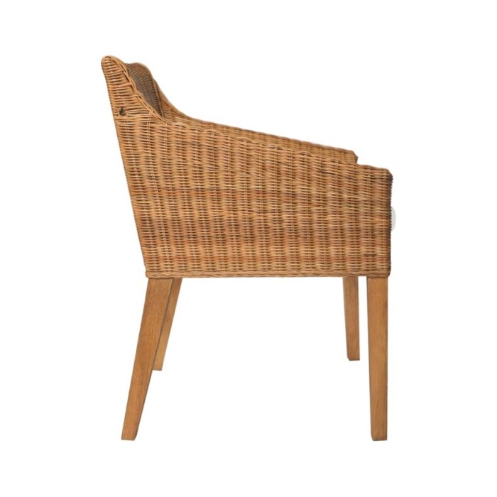 Chaises à dîner avec coussins 2 pcs Marron Clair Rotin naturel