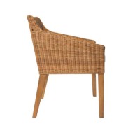 Chaises à dîner avec coussins 2 pcs Marron Clair Rotin naturel