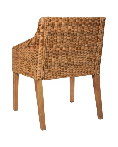 Chaises à dîner avec coussins 2 pcs Marron Clair Rotin naturel