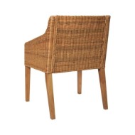 Chaises à dîner avec coussins 2 pcs Marron Clair Rotin naturel