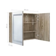 Armoire de salle de bain à miroir LED Chêne 80x12x68 cm