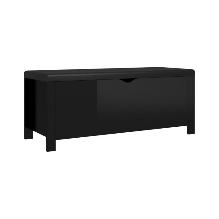 Boîte de rangement coussin Noir brillant 105x40x45 cm Aggloméré