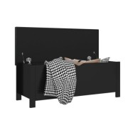Boîte de rangement coussin Noir brillant 105x40x45 cm Aggloméré