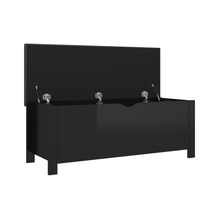 Boîte de rangement coussin Noir brillant 105x40x45 cm Aggloméré