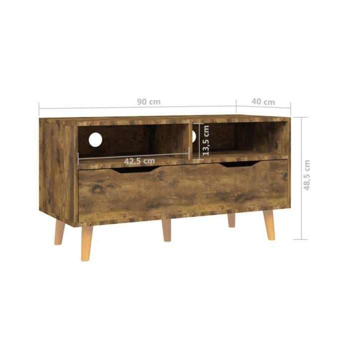 Meuble TV Chêne fumé 90x40x48,5 cm Aggloméré
