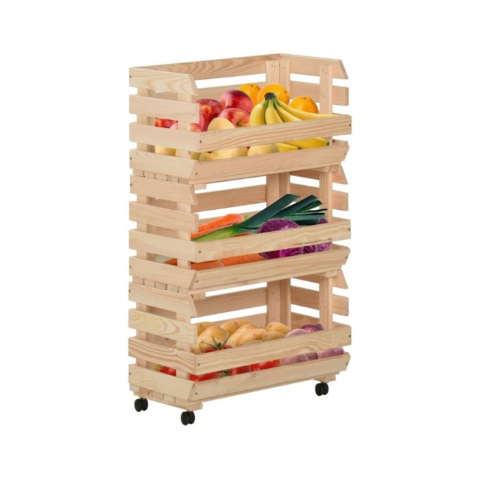 Chariot à légumes 37x30x80 cm Bois de pin solide