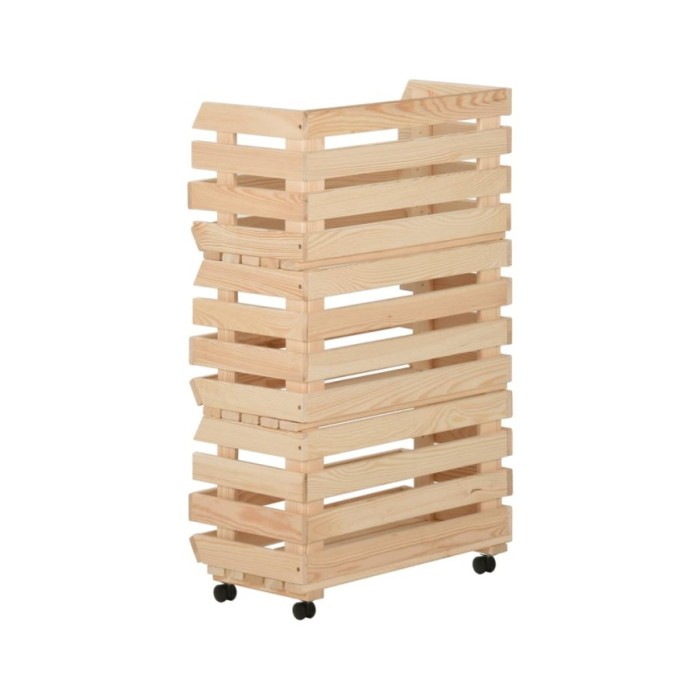 Chariot à légumes 37x30x80 cm Bois de pin solide