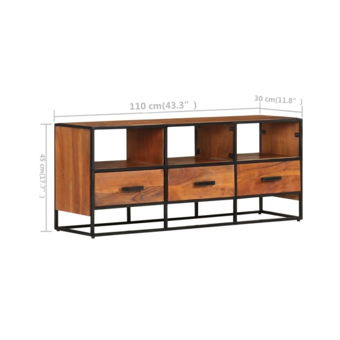 Meuble TV 110x30x45 cm Bois d'acacia massif