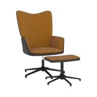 Chaise de relaxation avec repose-pied Marron Velours et PVC