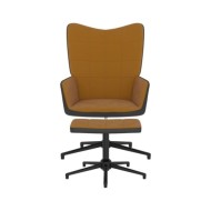 Chaise de relaxation avec repose-pied Marron Velours et PVC