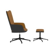 Chaise de relaxation avec repose-pied Marron Velours et PVC