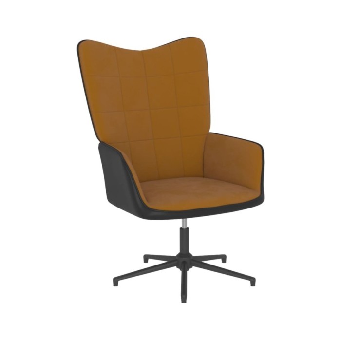 Chaise de relaxation avec repose-pied Marron Velours et PVC