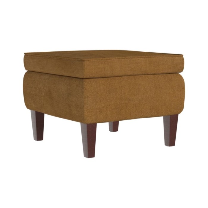 Tabouret avec pieds en bois Marron Velours