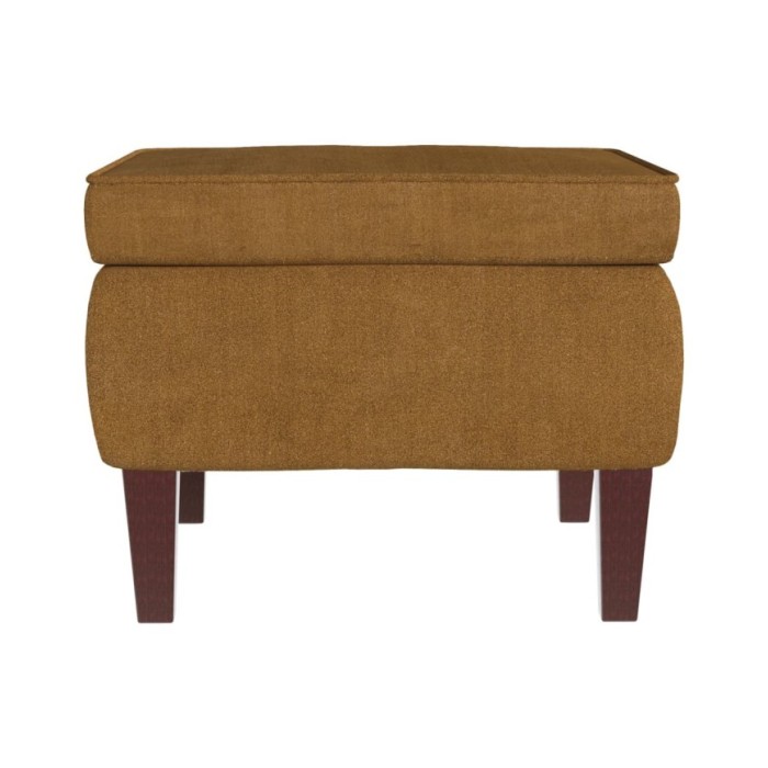 Tabouret avec pieds en bois Marron Velours