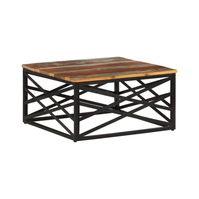 Table basse 68x68x35 cm Bois de récupération massif