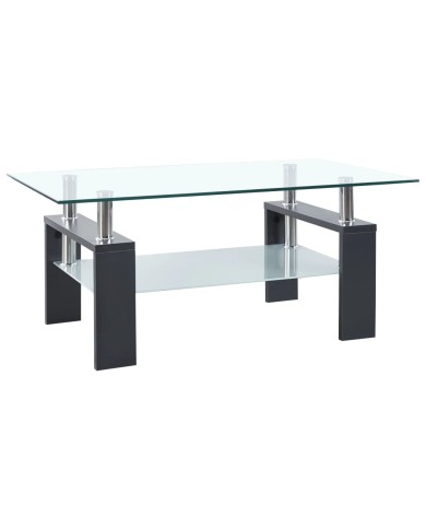Table basse Gris et transparent 95x55x40 cm Verre trempé
