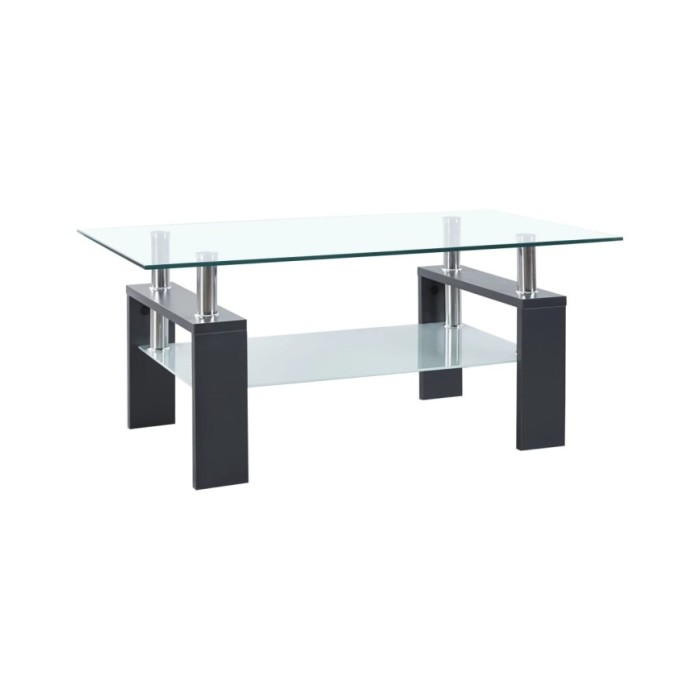 Table basse Gris et transparent 95x55x40 cm Verre trempé