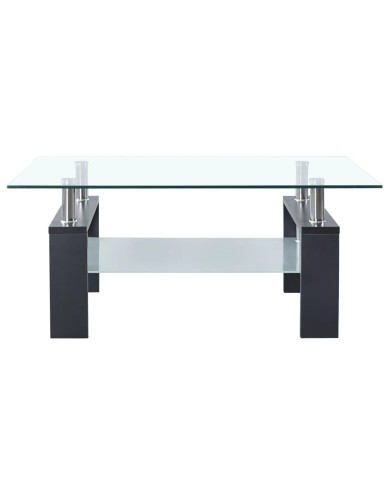 Table basse Gris et transparent 95x55x40 cm Verre trempé