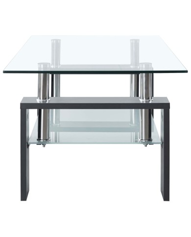 Table basse Gris et transparent 95x55x40 cm Verre trempé