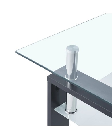 Table basse Gris et transparent 95x55x40 cm Verre trempé