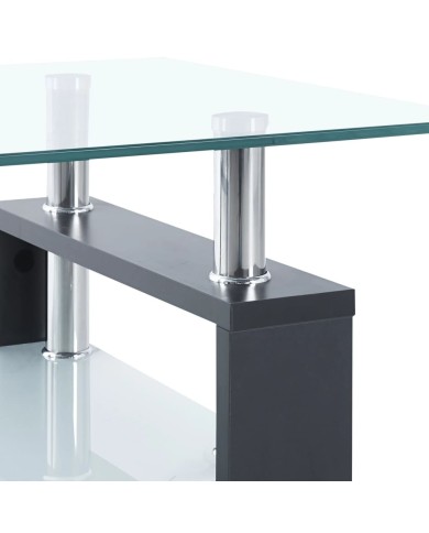 Table basse Gris et transparent 95x55x40 cm Verre trempé